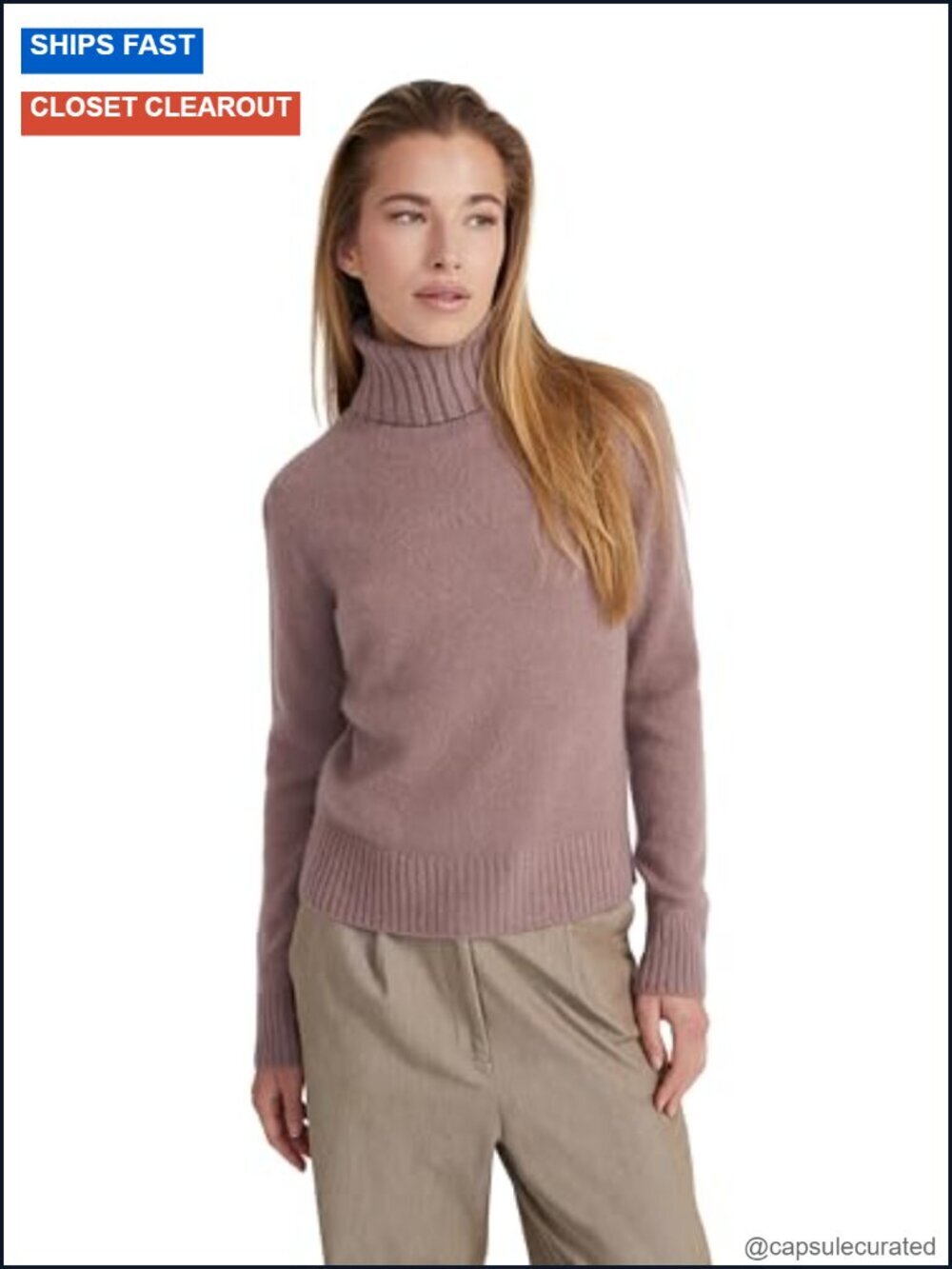 100% Cashmere Turtleneck Sweater, Regular Fit, Long Sleeve Pullover